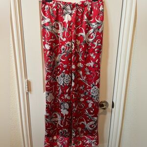 Victoria’s Secret Red Floral Satin Pajama Sleep Pants, Size Small/P Loungewear